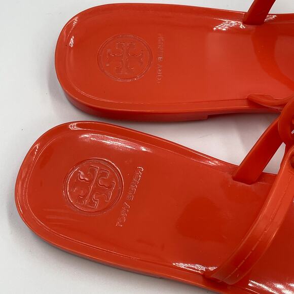 Tory Burch Mini Miller Jelly Thong Sandals Shoes 8 Orange - Picture 5 of 9